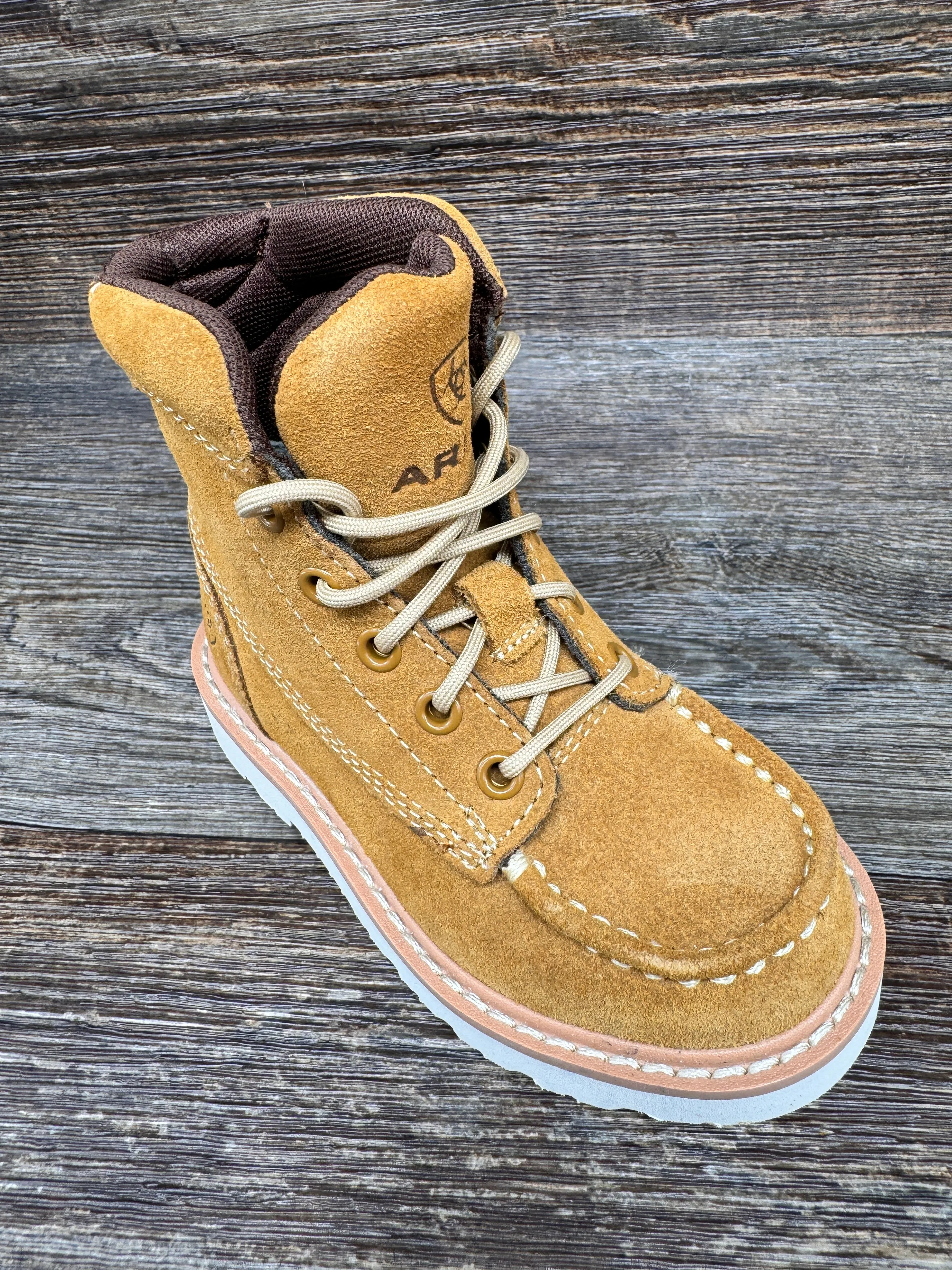 10053778 Youth Rebar Lift Lace Up Work Boot in Wheat Suede by Ariat