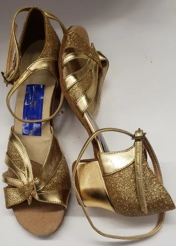 1.5" Laverne -- Women's Latin Sandal -- Gold/Gold Glitter