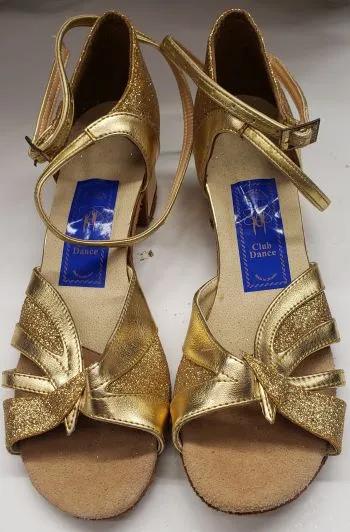 1.5" Laverne -- Women's Latin Sandal -- Gold/Gold Glitter