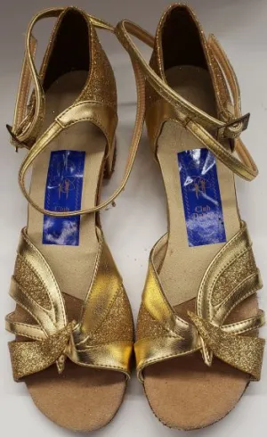 1.5" Laverne -- Women's Latin Sandal -- Gold/Gold Glitter