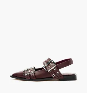 Alias Mae Zina Buckle Flats in Burgandy Leather