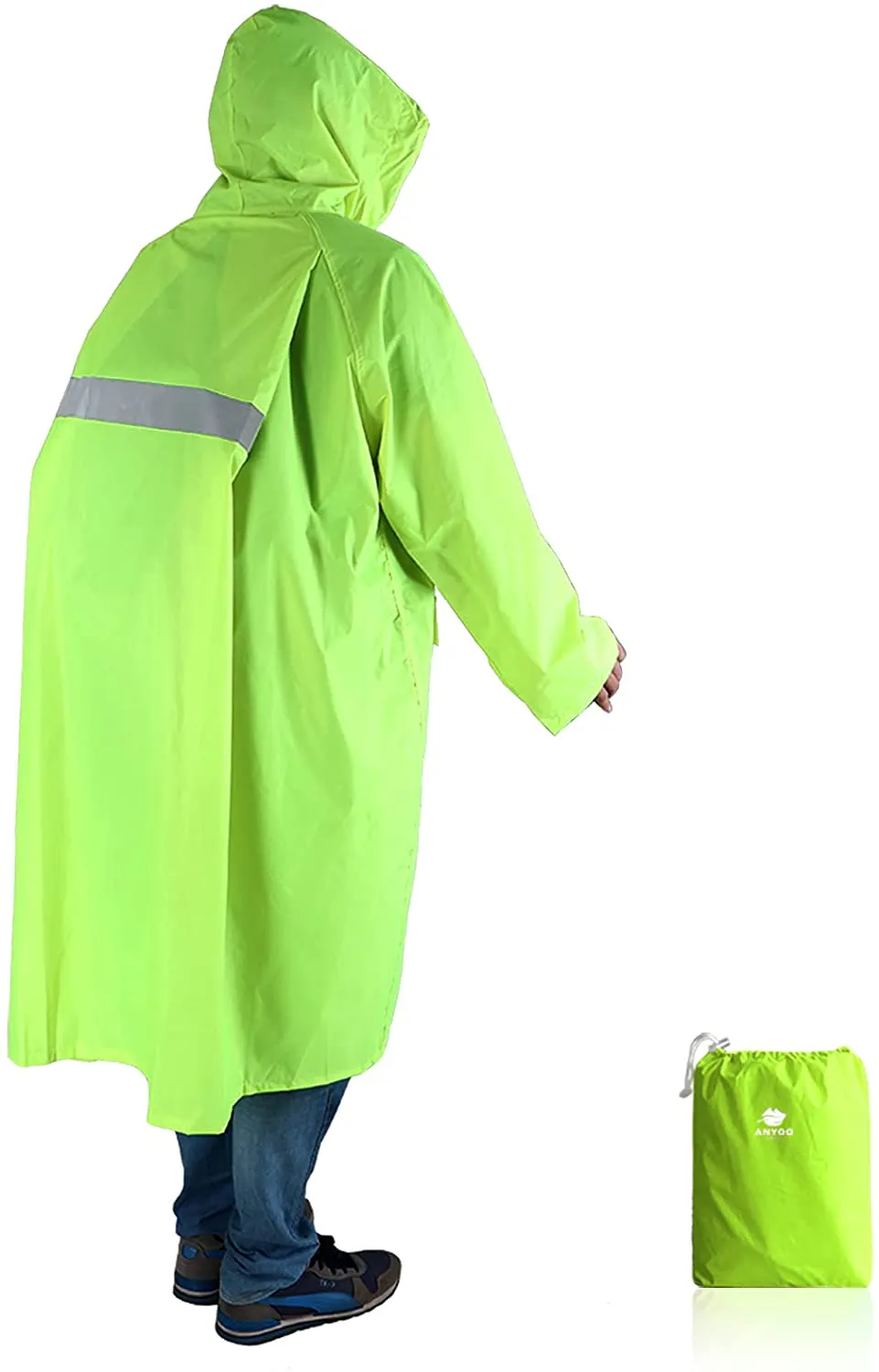 Anyoo Waterproof Rain Poncho Lightweight Reusable Hiking Hooded Coat Jacket for Outdoor Activities