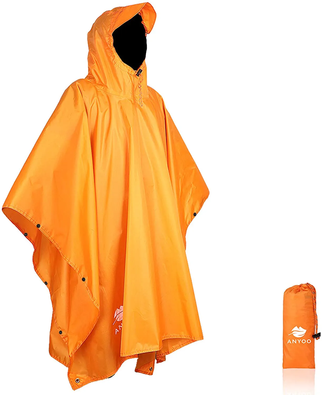 Anyoo Waterproof Rain Poncho Lightweight Reusable Hiking Hooded Coat Jacket for Outdoor Activities