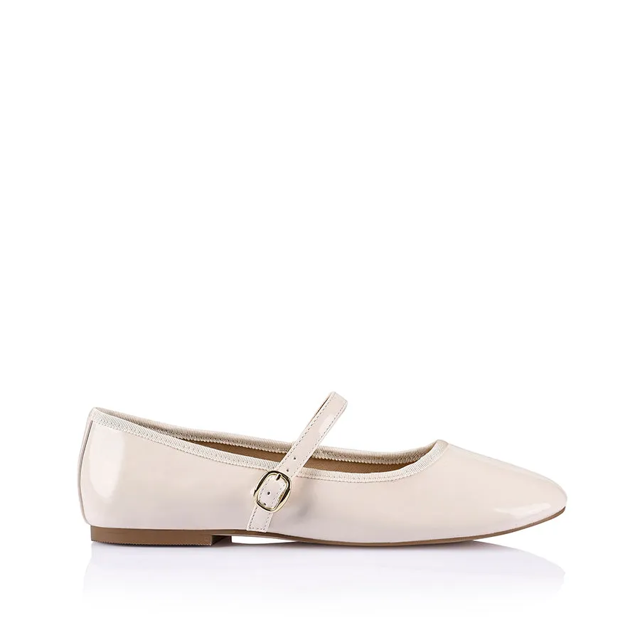 Bambi Mary-Jane Flats - Bone Patent