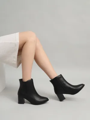 Black PU High-End-Fashion Stylish Ankle Boots (TC-OS-BO-01-BLKPU)