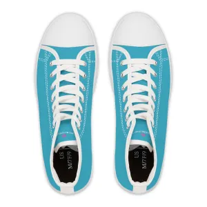 Blue Color Ladies' High Tops, Solid Color Best Women's High Top Sneakers Canvas Tennis Shoes