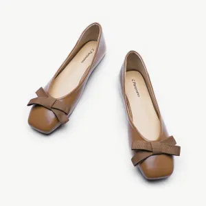 Bowknot Ballerina Flats (Eva) Brown