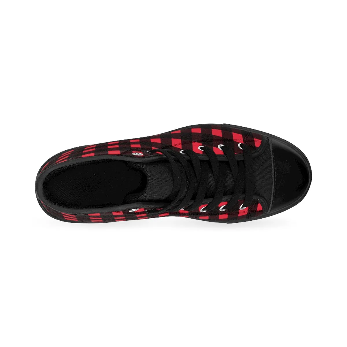 Buffalo Red Men's Sneakers, Plaid Print High-top Sneakers Running Shoes(US Size: 6-14)