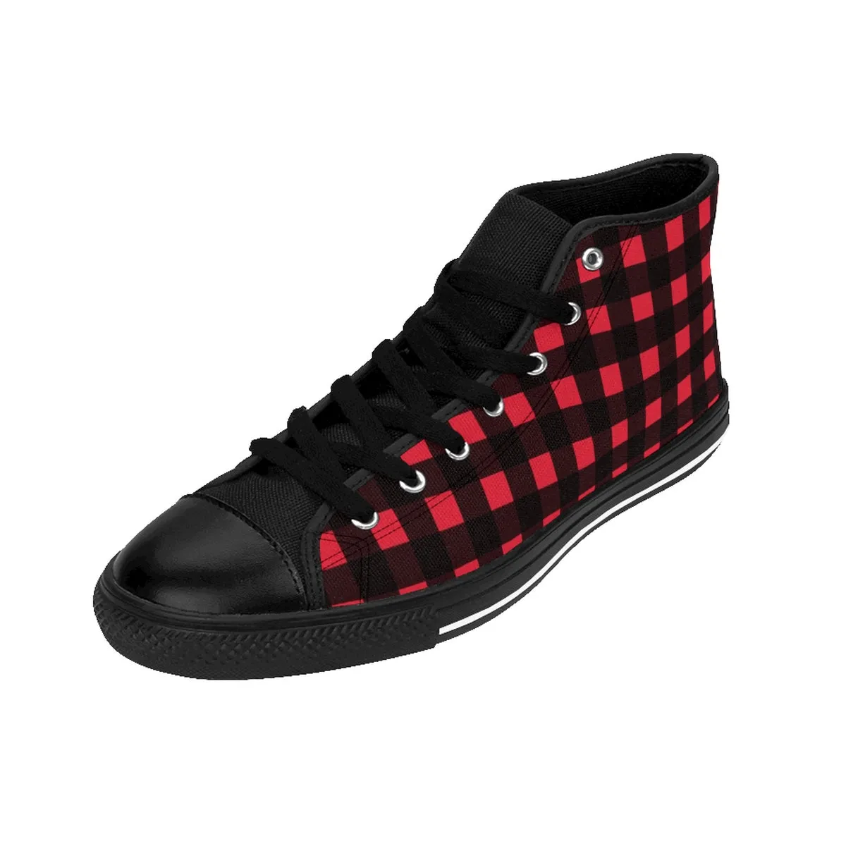 Buffalo Red Men's Sneakers, Plaid Print High-top Sneakers Running Shoes(US Size: 6-14)