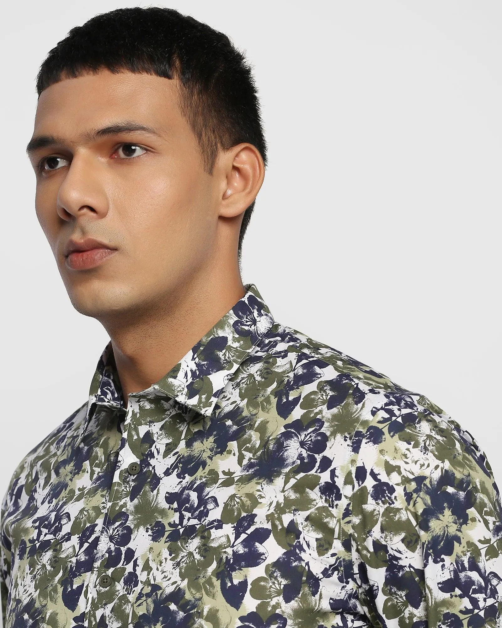 Casual Olive Printed Shirt - Deck