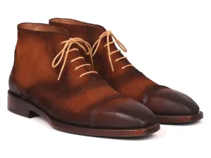 Custom Handmade Brown Suede Cap Toe Ankle Boots by Paul Parkman - Elevate Your Sophistication