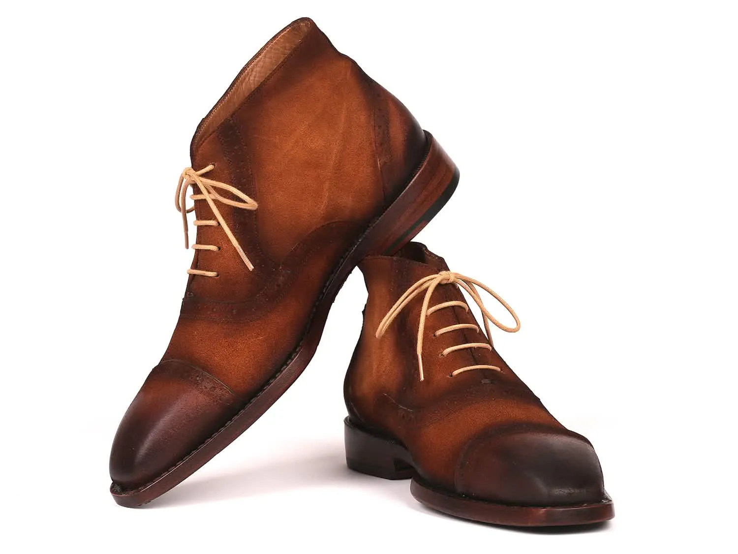 Custom Handmade Brown Suede Cap Toe Ankle Boots by Paul Parkman - Elevate Your Sophistication