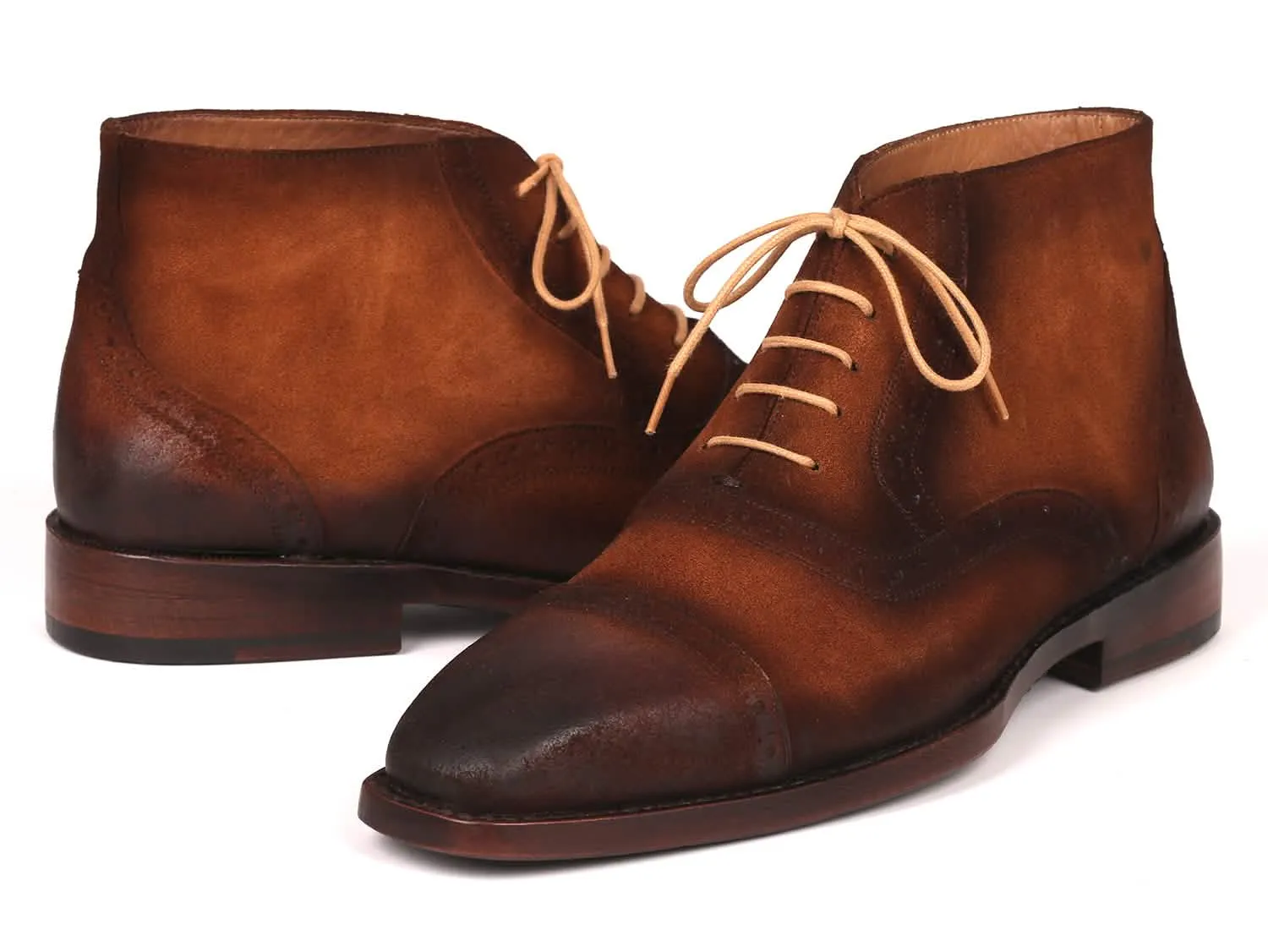 Custom Handmade Brown Suede Cap Toe Ankle Boots by Paul Parkman - Elevate Your Sophistication