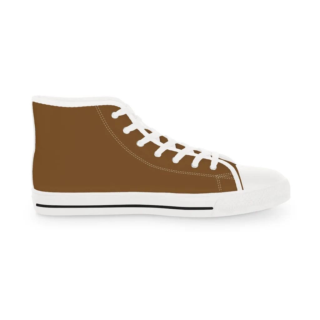 Dark Brown Men's High Tops, Modern Minimalist Best Men's High Top Sneakers (US Size: 5-14)