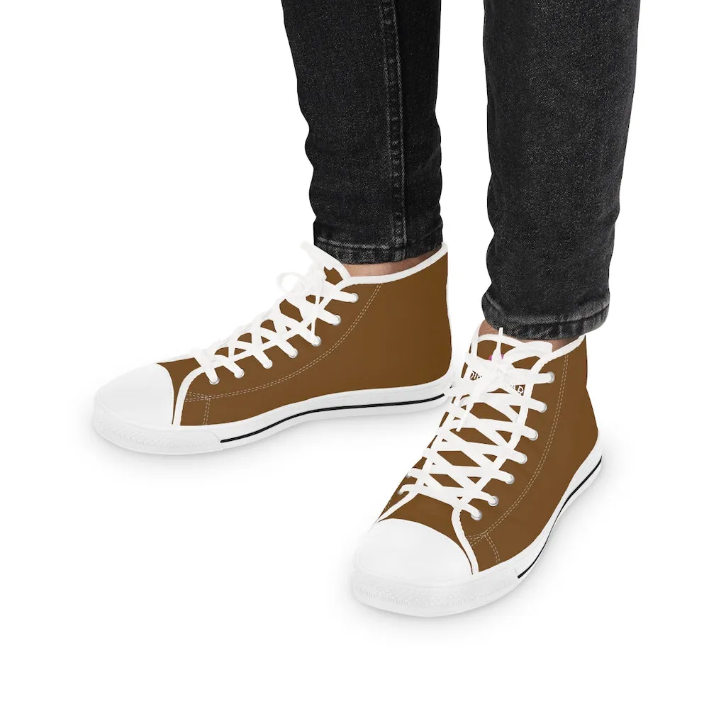 Dark Brown Men's High Tops, Modern Minimalist Best Men's High Top Sneakers (US Size: 5-14)