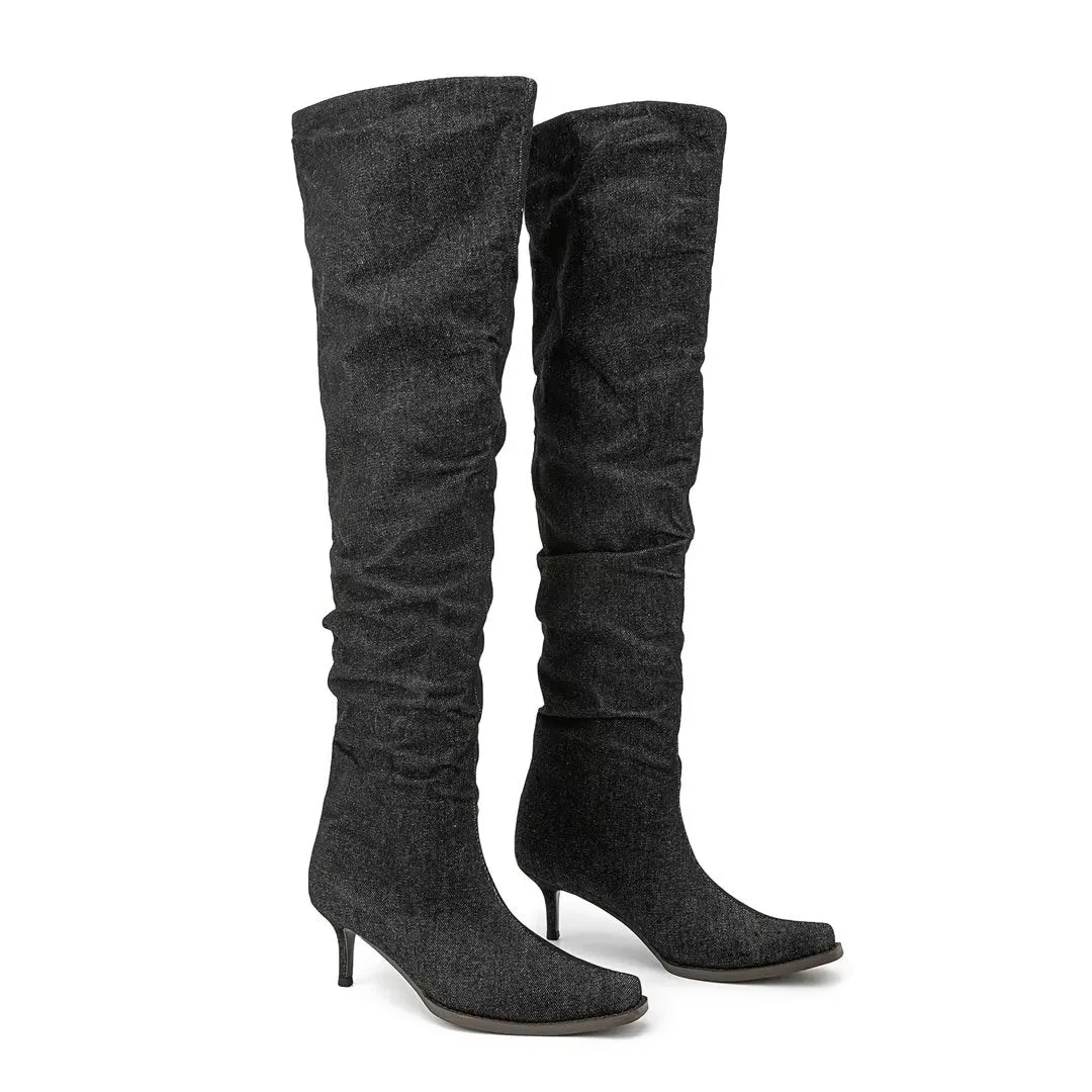 ElegantLuxe Over-Knee Pointed Toe Cone Heel Boots