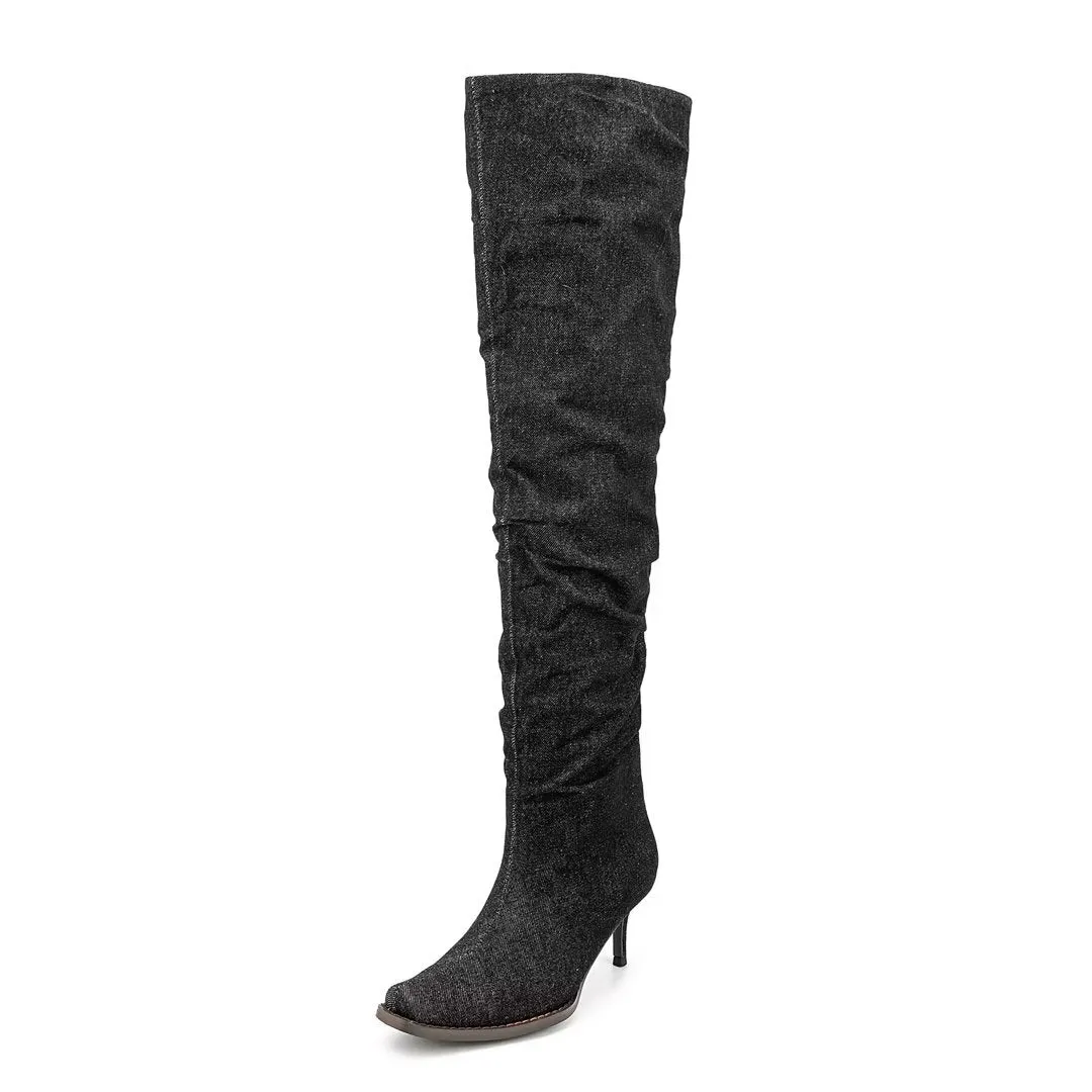 ElegantLuxe Over-Knee Pointed Toe Cone Heel Boots