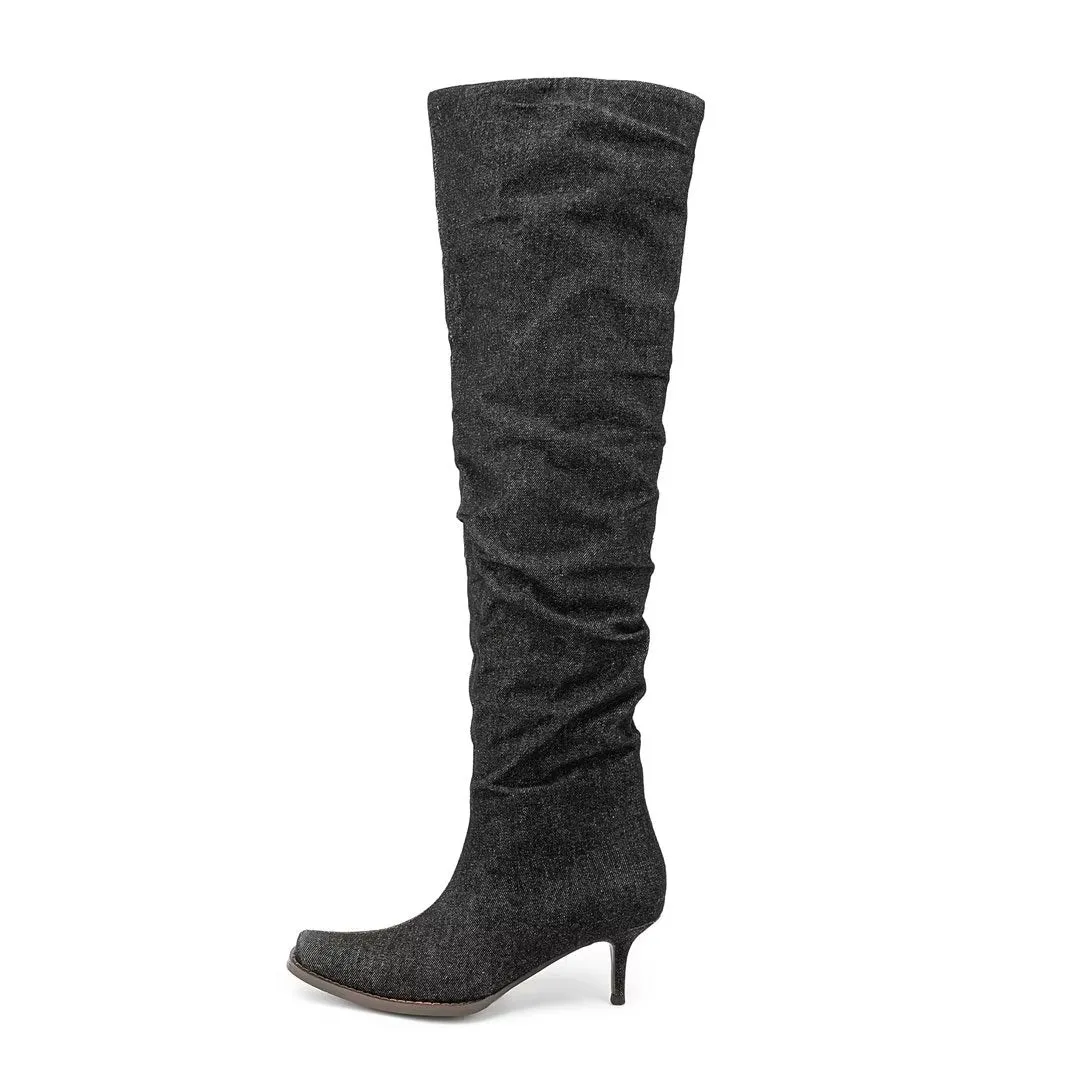 ElegantLuxe Over-Knee Pointed Toe Cone Heel Boots