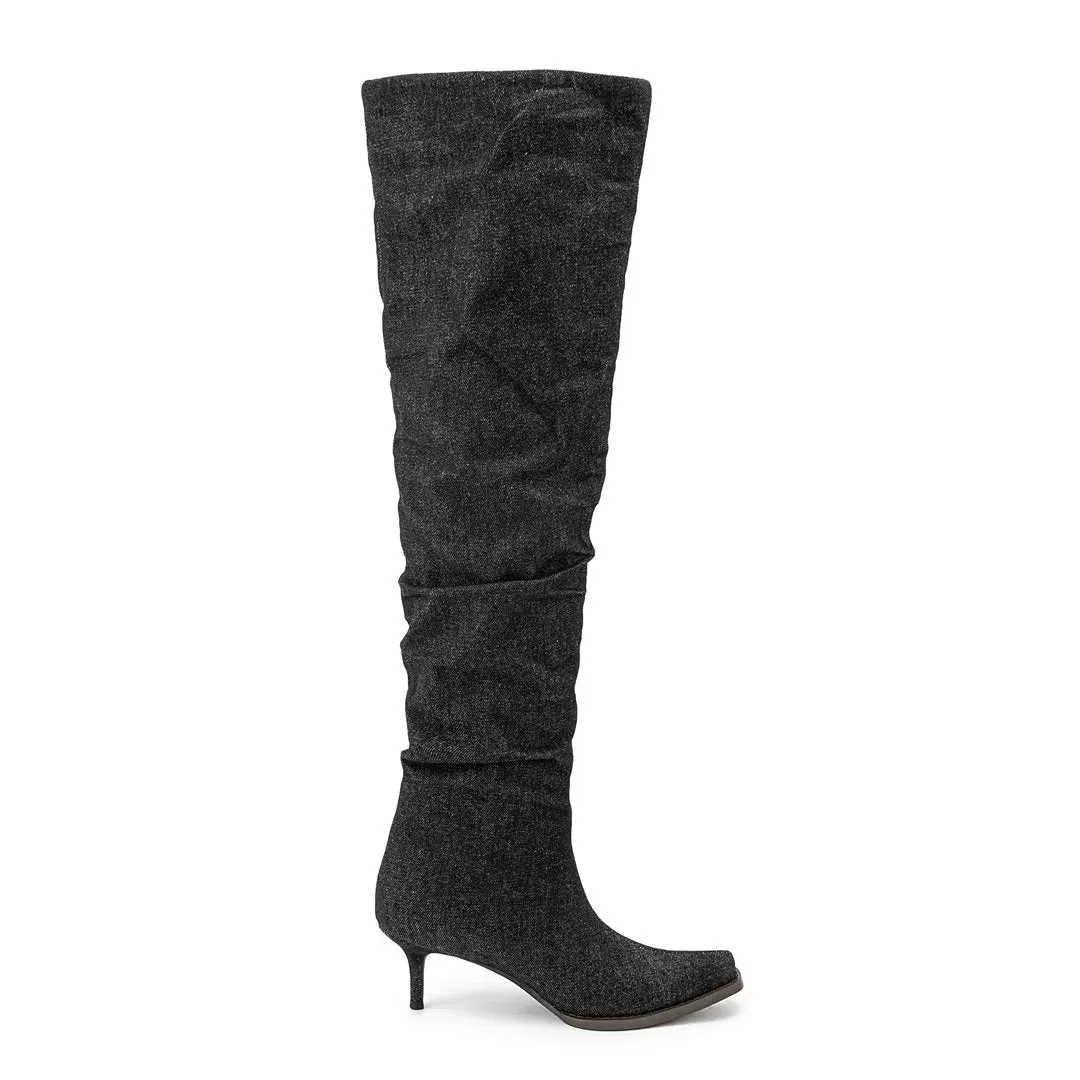 ElegantLuxe Over-Knee Pointed Toe Cone Heel Boots