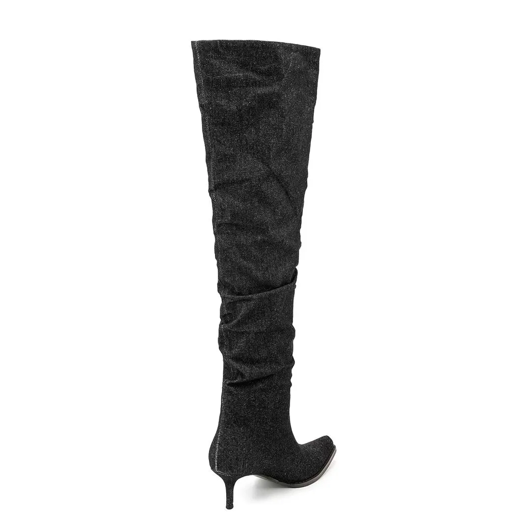 ElegantLuxe Over-Knee Pointed Toe Cone Heel Boots