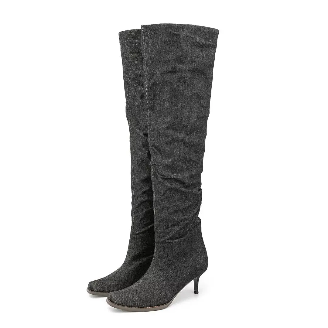 ElegantLuxe Over-Knee Pointed Toe Cone Heel Boots