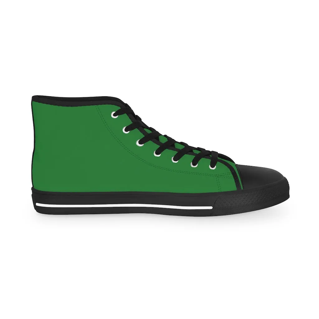 Emerald Green Men's High Tops, Green Men's Solid Color Best High Top Sneakers (US Size: 5-14)