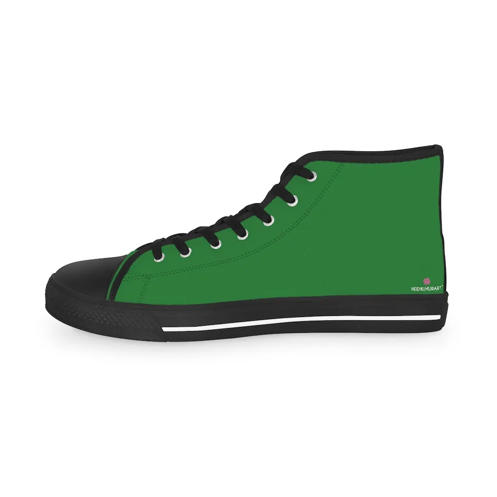 Emerald Green Men's High Tops, Green Men's Solid Color Best High Top Sneakers (US Size: 5-14)