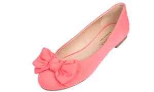 Feversole Women's Round Toe Cute Bow Trim Ballet Flats In Watermelon Color