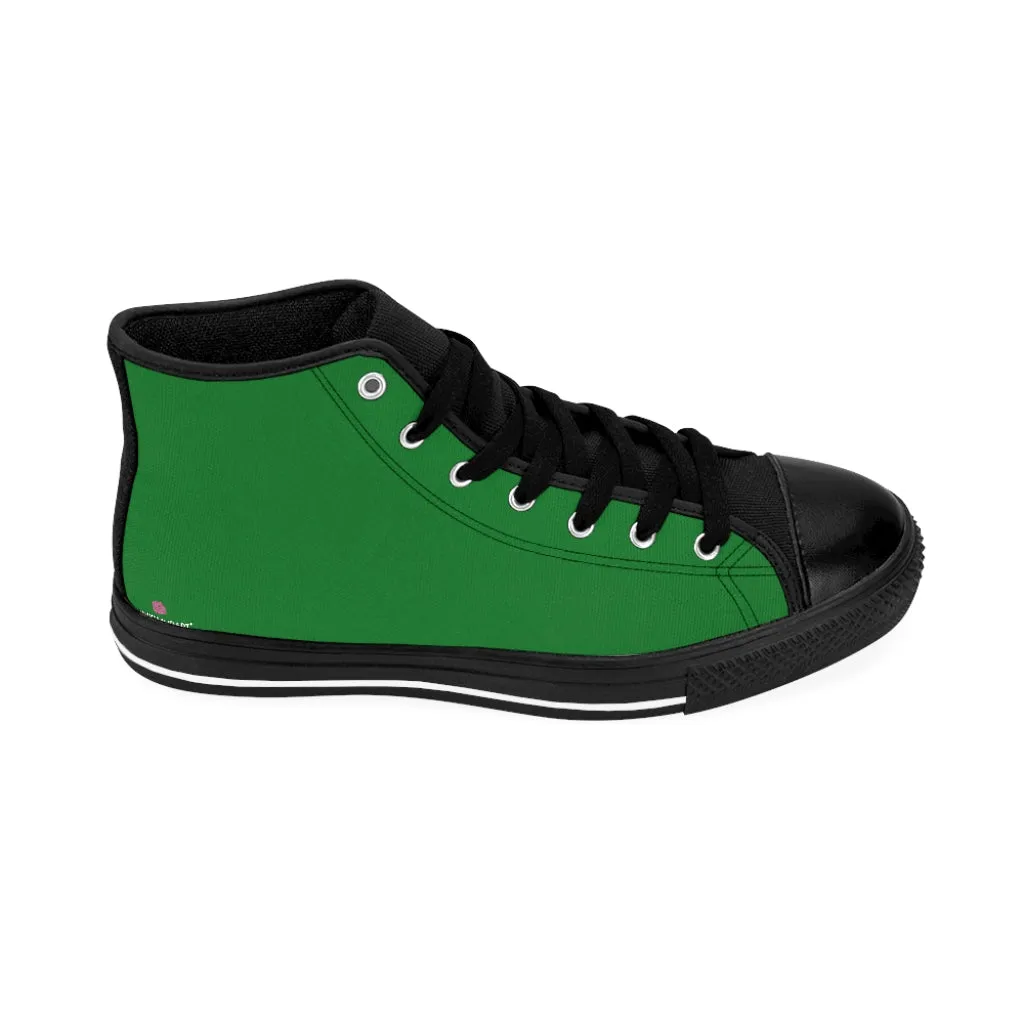 Green Solid Color Men's Sneakers, Best Modern Minimalist Designer Men's High-top Sneakers