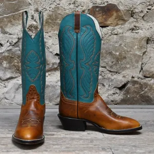 Hondo 14" Turquoise Top with Tan Waxy Cowhide Vamp