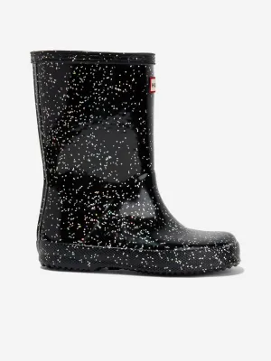 Hunter Girls Original First Classic Giant Glitter Wellington Boots in Black