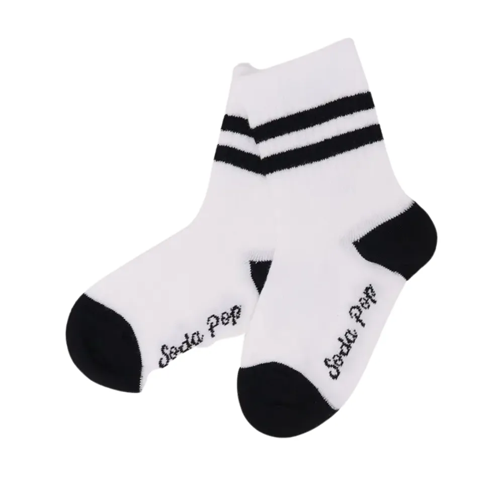 Kids Vintage Sporty Socks -- White