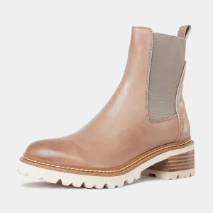 Linear Taupe Leather Chelsea Boots