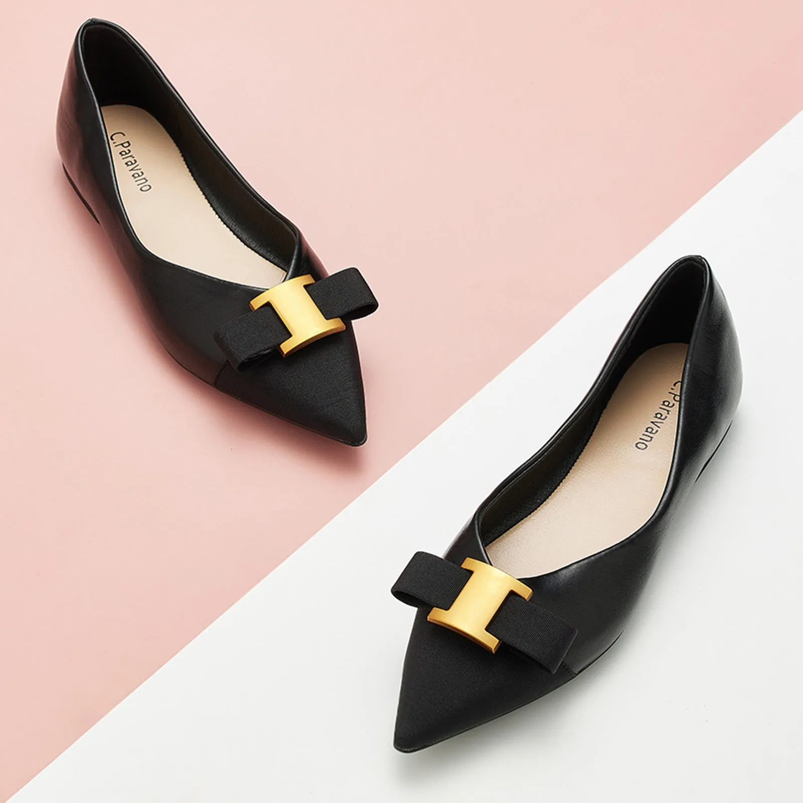 Metal Tie Flats (Aida) Black