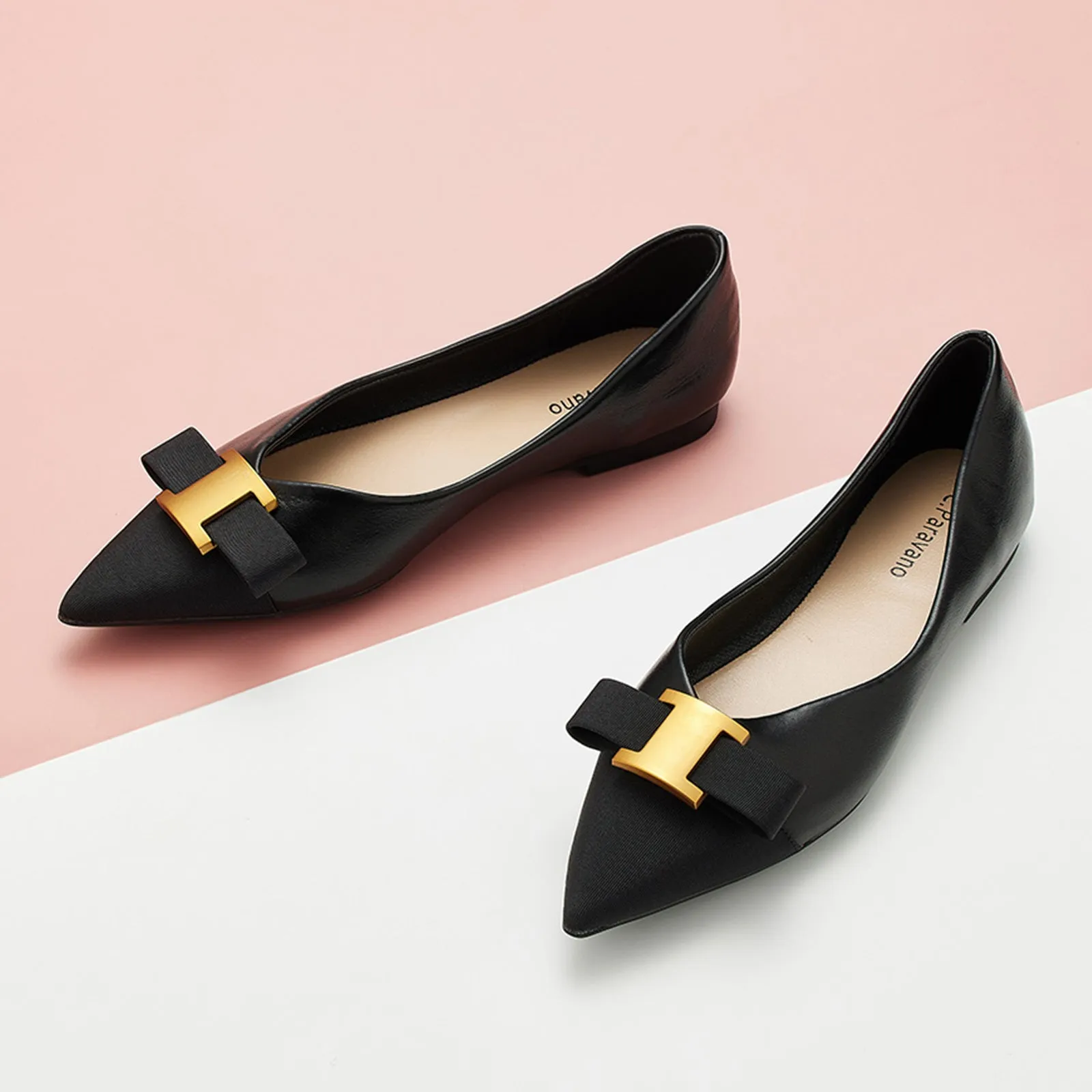 Metal Tie Flats (Aida) Black