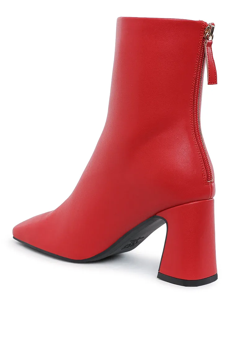 Neapolitan Faux Leather Square Toe Ankle Boots