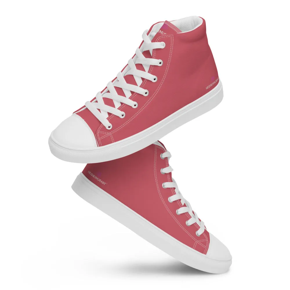 Nude Pink Men's High Top Sneakers, Modern Minimalist Best Solid Color Canvas High Top Shoes For Men