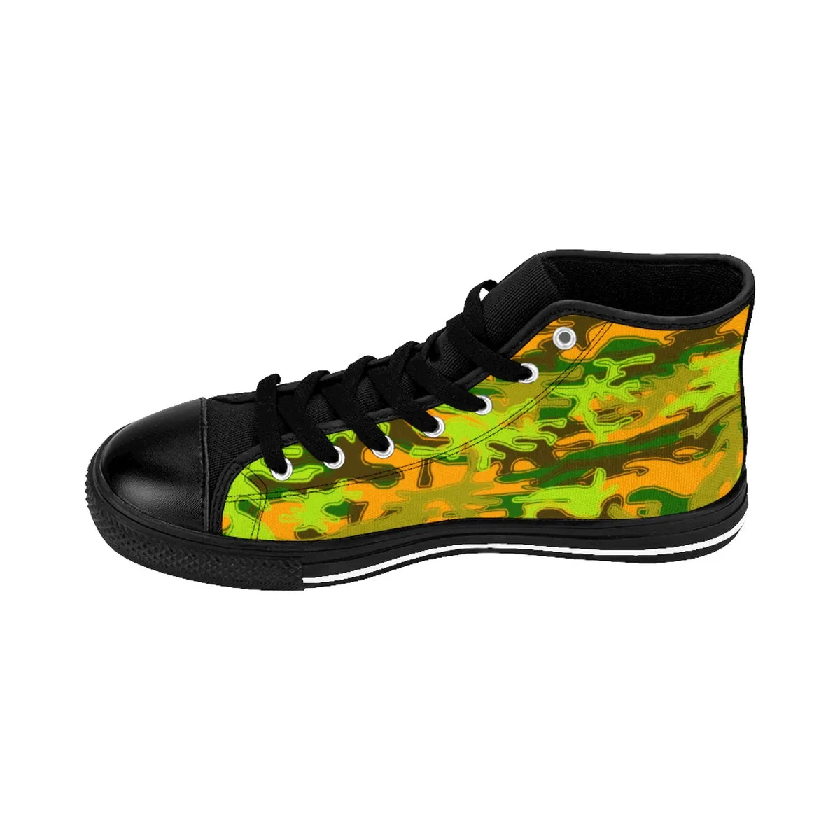 Orange Blue Camo Men's High Tops, Green Camouflage Army Military Print Men's High-top Sneakers Shoes