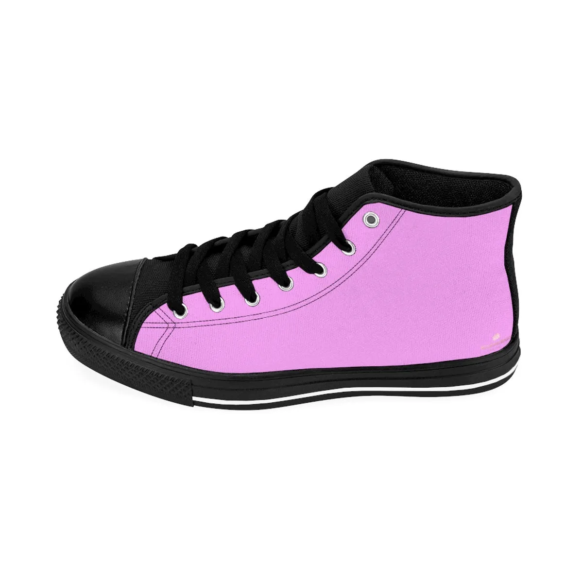 Pink Men's High Tops Shoes, Pink Solid Color Men's High-Top Fashion Sneakers Shoes