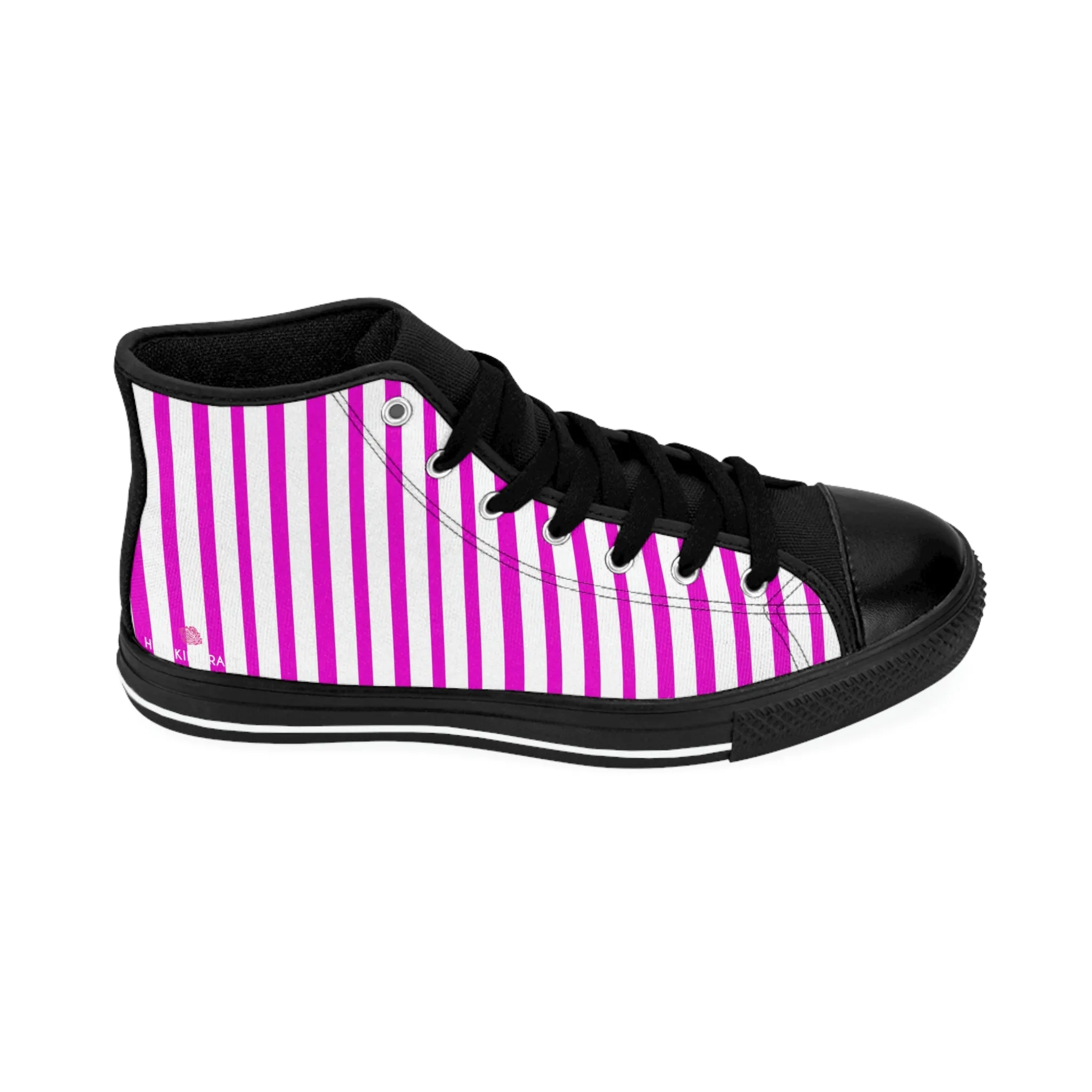 Pink White Striped Men's Sneakers, Modern Stripes Men's Designer Tennis Running Shoes (US Size: 6-14)