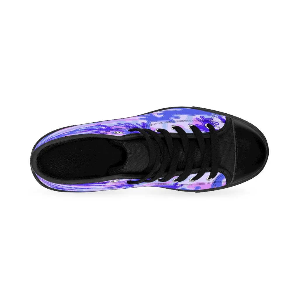 Purple Camo Women's Sneakers, Army Print Designer High-top Sneakers Tennis Shoes For Ladies