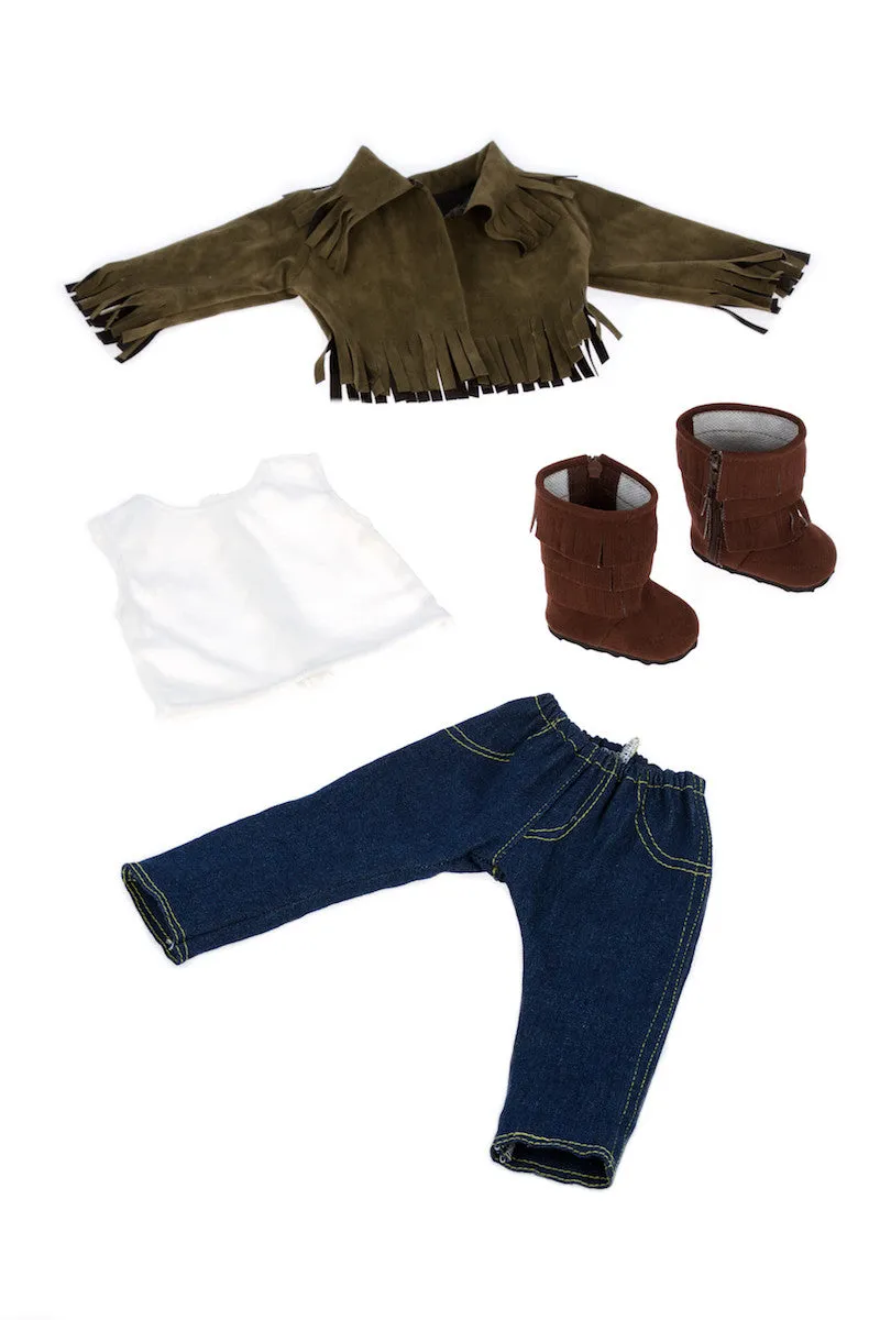 Siege Jacket - Clothes for 18 inch Doll - 4 Piece Outfit - Jacket, Tank Top, Skinny Jeans and Boots