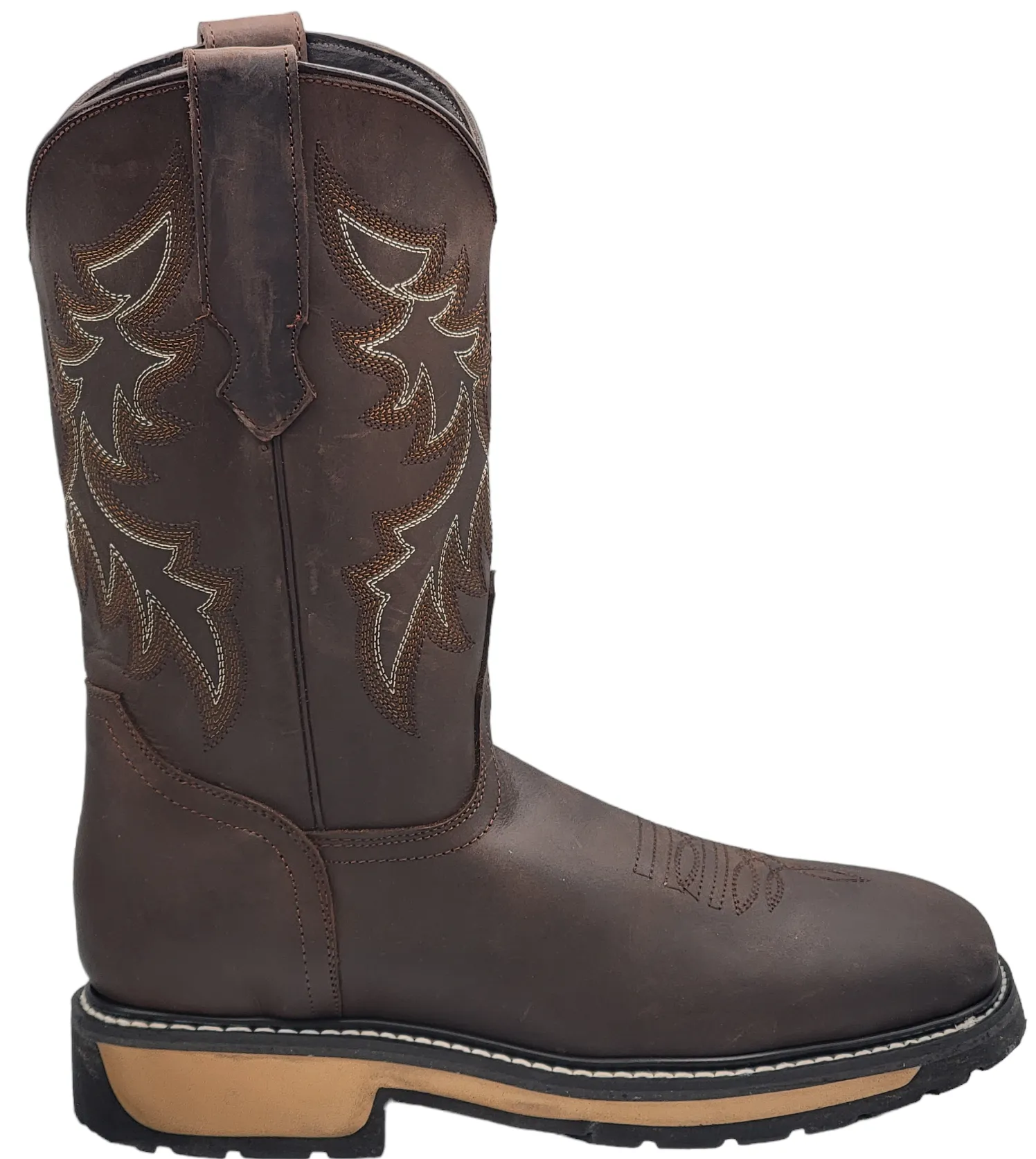 Silverton Foreman All Leather Wide Square Toe Boots (Brown)