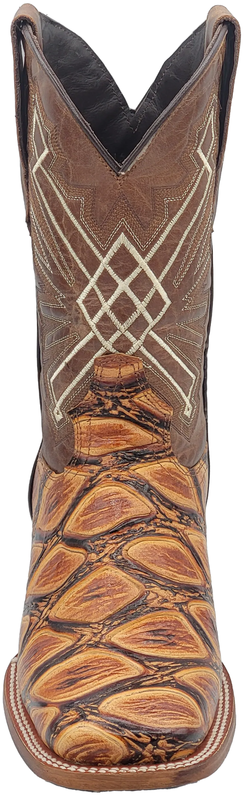 Silverton Pirarucu Print Leather Wide Square Toe Boots (Honey)