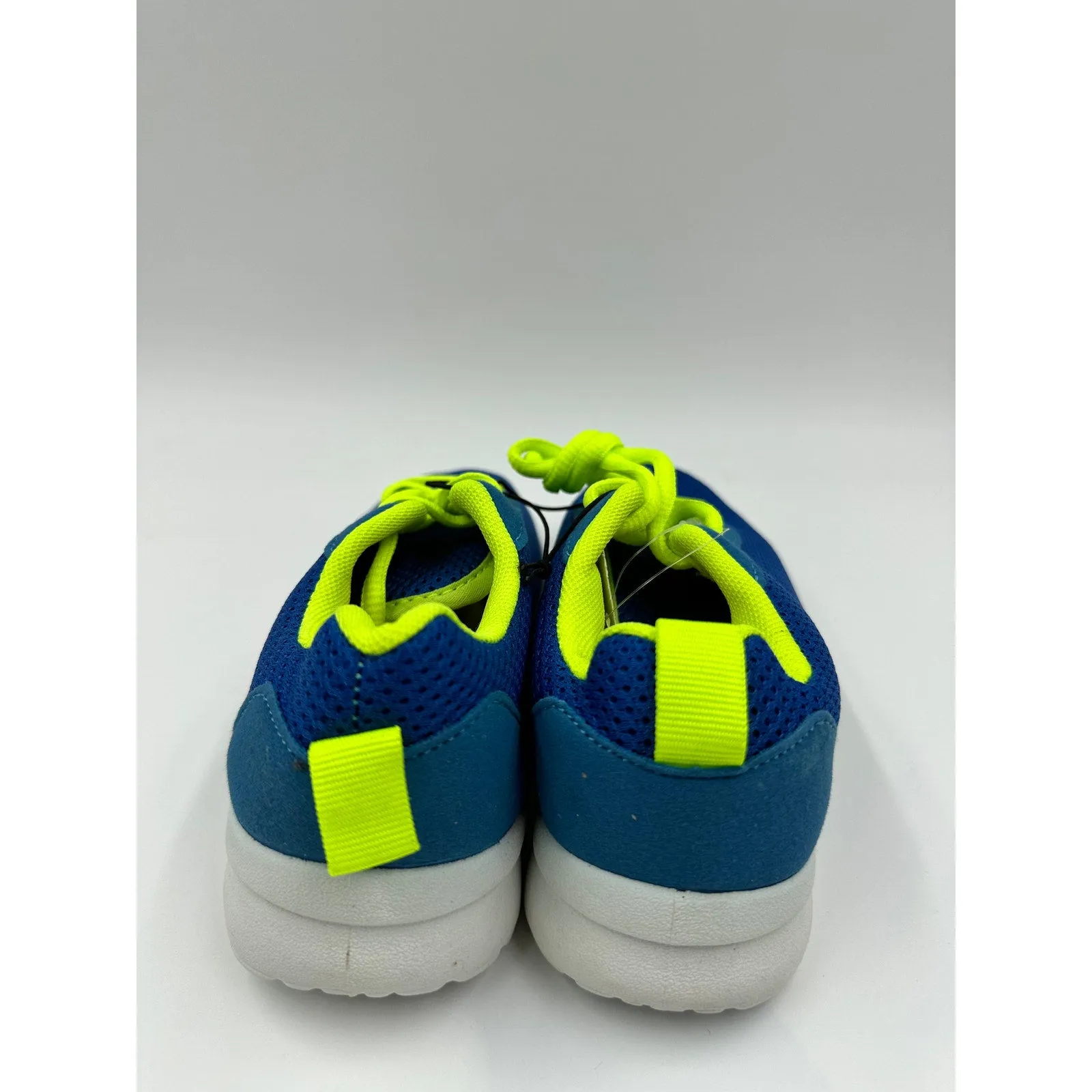 Small Kid 12, Blue and Neon Trim Sneakers, Neon Laces, White Sole