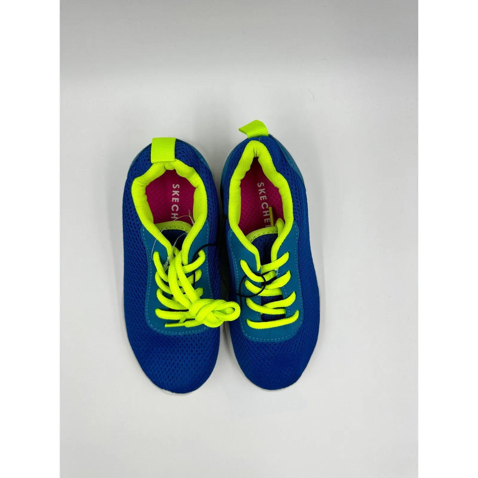 Small Kid 12, Blue and Neon Trim Sneakers, Neon Laces, White Sole