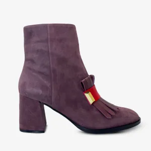 The Luksor Rose Suede Leather Block Heel Women Boot