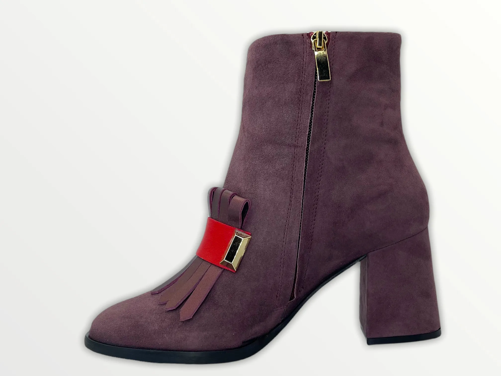 The Luksor Rose Suede Leather Block Heel Women Boot