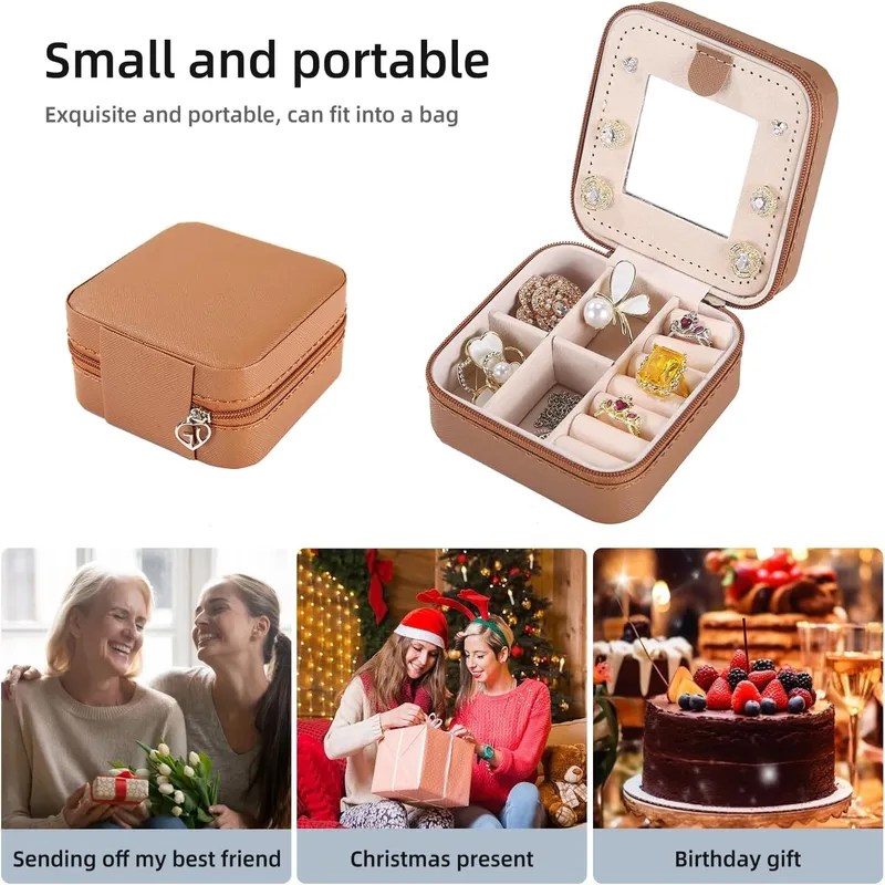 Travel Jewelry Organizer Small Jewelry Organizer Box with Mirror