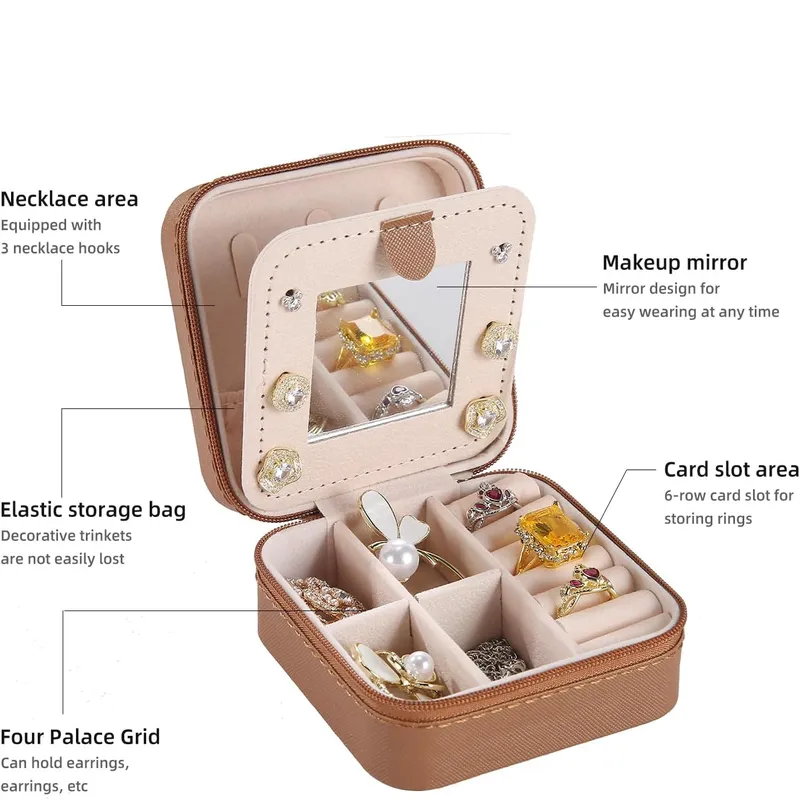 Travel Jewelry Organizer Small Jewelry Organizer Box with Mirror